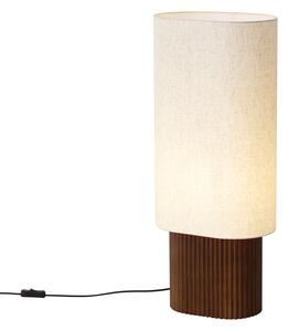 Japandi stojaca lampa orechové drevo s látkovým tienidlom 70cm - Lamel