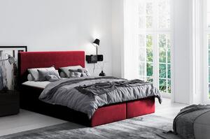 Hotelová manželská posteľ 200x200 ROSENDO - červená + topper ZDARMA