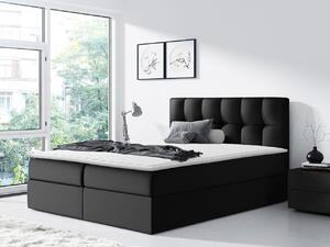 Hotelová manželská posteľ 180x200 KOLDBY - čierna ekokoža + topper ZDARMA