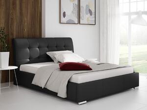 Čalúnená manželská posteľ 140x200 XEVERA - čierna eko koža