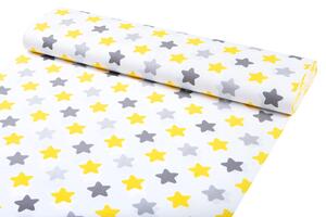 Biante Detské bavlnené posteľné obliečky do postieľky Sandra SA-203 Žlto-sivé hviezdy Do postieľky 90x140 a 50x70 cm