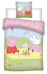 DETSKÉ BAVLNENÉ OBLIEČKY PEPPA PIG 100X135 CM, 1KS 40X60 CM VZOROVANÉ