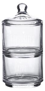 Úložná transparentná nádoba dóza s viečkom a srdiečkom Favourites Happy - Ø 10*21 cm - Clayre & Eef