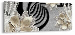 Obraz - 3D zlaté kvety (120x50 cm)