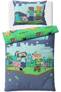 Obojstranné bavlnené posteľné obliečky Minecraft - motív Alex a Steve - 100% bavlna - 70 x 90 cm + 140 x 200 cm