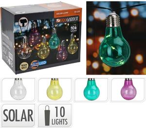 ProGarden Solárna reťaz Žiarovky farebná, 2 m, 10 x 5 LED