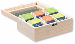 Kesper 57902 Organizér na čaje bambus, 6 priehradok, biela, 21,5 x 16 x 9 cm