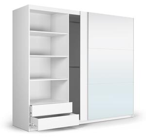 Biela šatníková skriňa so zrkadlom a s posuvnými dverami 250x215 cm Lisburn - Cosmopolitan Design