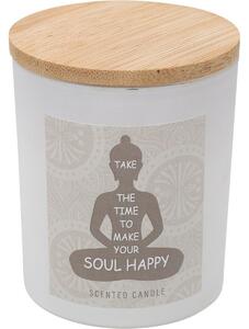 Vonná sviečka Soul Happy, vôňa bavlna, 7 x 8,5 cm, 300 g, farba biela