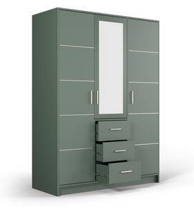 Zelená šatníková skriňa so zrkadlom 147x200 cm Burren - Cosmopolitan Design