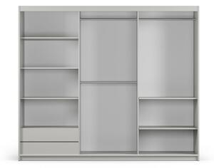 Sivá šatníková skriňa so zrkadlom a s posuvnými dverami 250x215 cm Lisburn - Cosmopolitan Design