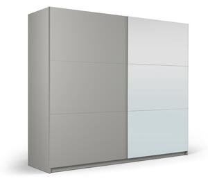 Sivá šatníková skriňa so zrkadlom a s posuvnými dverami 250x215 cm Lisburn - Cosmopolitan Design