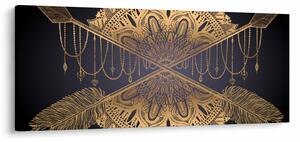 Obraz - Zlatá mandala s šípmi (120x50 cm)