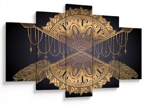 Obraz - Zlatá mandala s šípmi (150x105 cm)