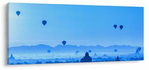 Obraz - Balóny nad krajinou (120x50 cm)