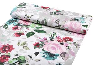 Biante Detské bavlnené posteľné obliečky do postieľky Sandra SA-220 Veľké ružové kvety Do postieľky 100x135 a 40x60 cm