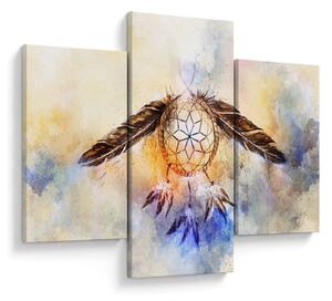 Obraz - Lapač snov s pierkami (90x60 cm)