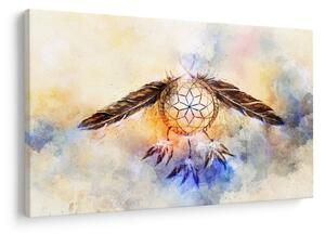 Obraz - Lapač snov s pierkami (90x60 cm)