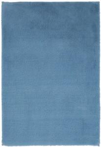 Plyšová kúpeľňová predložka modrej farby tredná - 50 x 90 cm , Protišmyková, jednofarebná, bez vzoru, mikrovlákno, polyester, moderný štýl, obdĺžnik, vysoký vlas