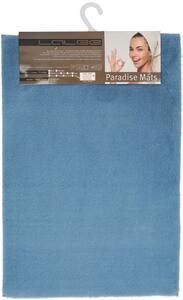 Plyšová kúpeľňová predložka modrej farby alá - 40 x 60 cm , Protišmyková, jednofarebná, bez vzoru, mikrovlákno, polyester, moderný štýl, obdĺžnik, vysoký vlas