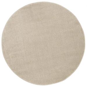 Béžový kruhový koberec New - Tkaný, interiérový, bytový, kusový, okrúhly koberec, z polypropylénu, s vysokým vlasom, jednofarebný, minimalistický štýl – priemer 240 cm