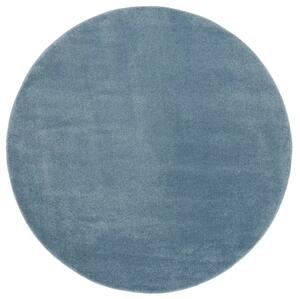 Modrý kruhový koberec New - priemer 160 cm, Tkaný, interiérový, bytový, kusový, kruhový koberec, z polypropylénu, s vysokým vlasom, jednofarebný, minimalistický štýl