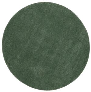 Zelený kruhový koberec New - Tkaný, interiérový, bytový, kusový, okrúhly koberec, z polypropylénu, s vysokým vlasom, jednofarebný, minimalistický štýl – priemer 240 cm