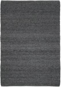 Antracitový vlnený guľôčkový koberec - 140 x 200 cm , Tkaný, interiérový, bytový, kusový, obdĺžnikový koberec, z vlny a viskózy, bez vlasu, jednofarebný, škandinávsky štýl