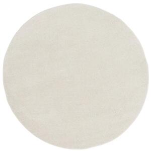 Krémovo biely kruhový koberec New - Tkaný, interiérový, bytový, kusový, okrúhly koberec, z polypropylénu, s vysokým vlasom, jednofarebný, minimalistický štýl – priemer 200 cm