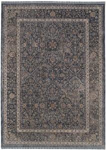 Tmavo modrý orientálny koberec Solist - 140 x 200 cm , Tkaný, bytový koberec, kusový, obdĺžnikový koberec, z polyesteru, s krátkym vlasom, orientálny štýl