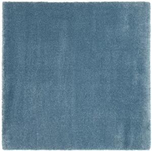 Modrý štvorcový koberec New - Tkaný, interiérový, bytový, kusový, štvorcový koberec, z polypropylénu, s vysokým vlasom, jednofarebný, minimalistický štýl –200 x 200 cm