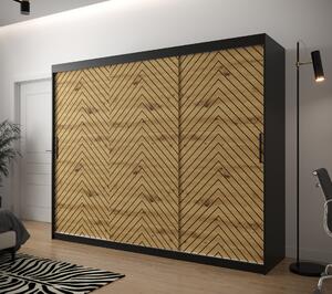 Šatníková skriňa Joda I 250 cm, čierna/artisan