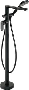 Deante Alpinia, voľnestojaca vaňová batéria so sprchovou súpravou, čierna matná, BGA_N17M