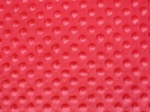Detská látka Minky 3D bodky MKP-019 Jahodová červená - šírka 150 cm