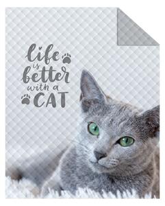 DETEXPOL Přehoz na posteľ Mačka grey Polyester, 170/210 cm