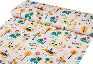 Biante Detské bavlnené posteľné obliečky do postieľky Sandra SA-008 Tyrkysové a oranžové zvieratká z džungle Do postieľky 90x140 a 50x70 cm