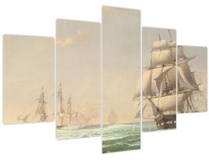 Obraz - Fitz Henry Lane, The United States Frigate President Engaging the British Squadron, reprodukcia (150x105 cm)