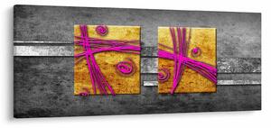 Obraz farebných štvorcov na čiernom pozadí (120x50 cm)