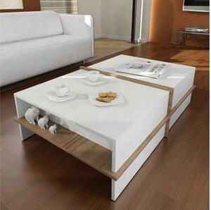 Dizajnový konferenčný stolík Achelous 90 cm biely / orech
