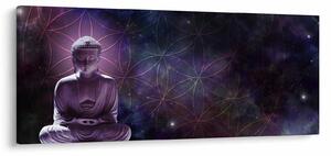 Obraz - Budha s kvetmi života (120x50 cm)