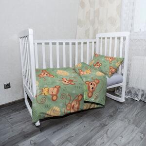 Sablio Mikroplyšové detské obliečky do postieľky Roztomilé opičky - 120x90 / 40x60