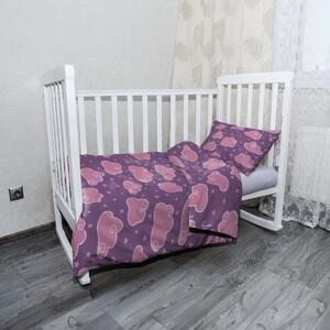 Sablio Mikroplyšové detské obliečky do postieľky Ružové obláčiky - 120x90 / 40x60