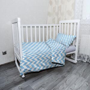 Sablio Mikroplyšové detské obliečky do postieľky Modro-biele kosodĺžniky - 130x90 / 40x60