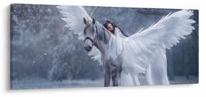 Obraz dievčaťa na jednorožcovi (120x50 cm)