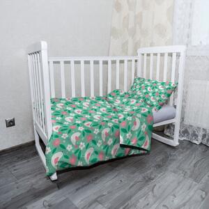 Sablio Mikroplyšové detské obliečky do postieľky Kvetiny a vtáčiky - 120x90 / 40x60