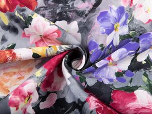 Dekoračná látka PM-020 Maľované kvety na sivom - šírka 150 cm