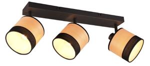 TRIO Reality R81663032 BOLZANO stropné bodové svietidlo/spot 3xE14 čierna matná, imitácia dreva