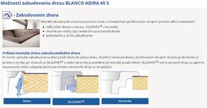 Blanco Adira 45 S, silgranitový drez 780x500x200 mm, 1-komorový, sivá skala, BLA-527587
