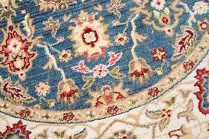 Okrúhly vintage koberec modro béžovej farby Šírka: 100 cm
