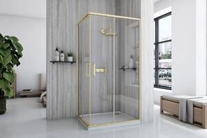 Rea City, sprchovací kút s posuvnými dverami 100x80cm, 5/4mm číre sklo, zlatý profil, REA-K6445